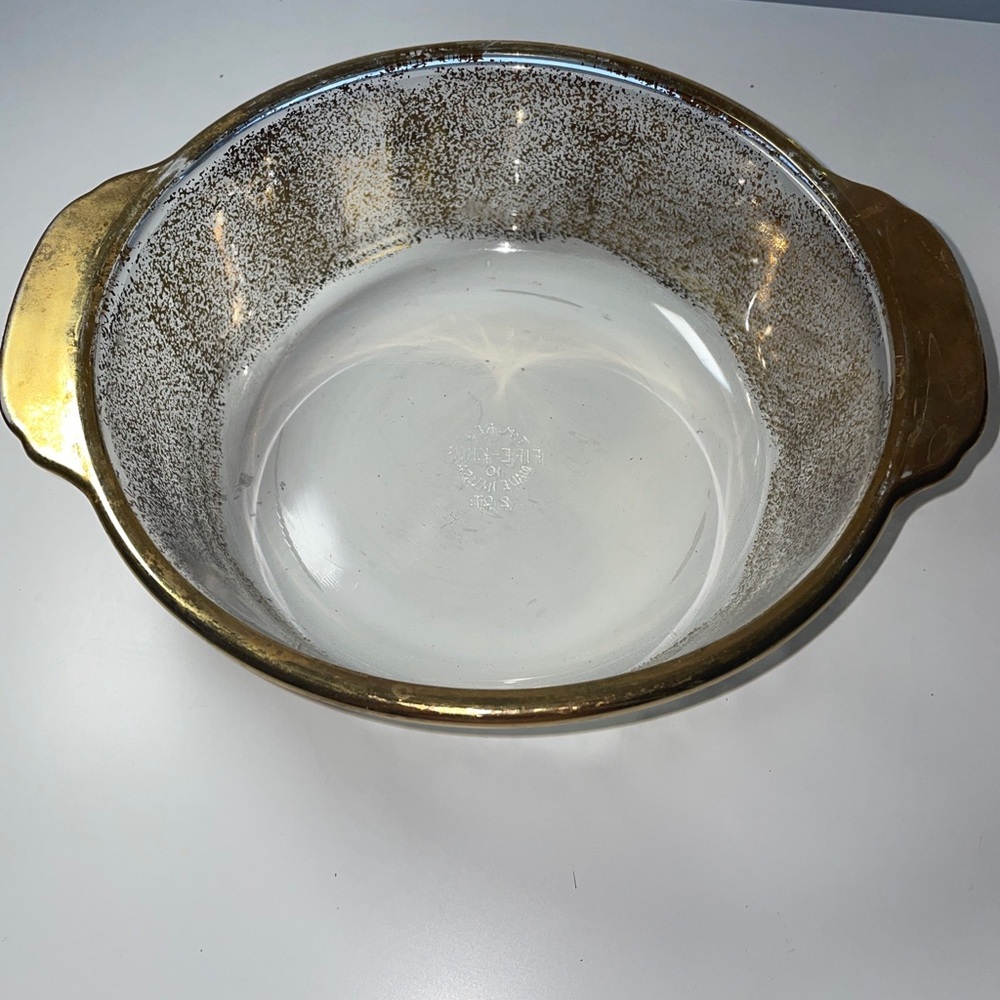 Vintage Fire King Culver Coronet Gold Gild 2 Quart Casserole Dish No Lid